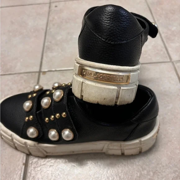 KarlLagerfeld Black Sneakers with Pearl and Gold Details - Picture 3 of 3